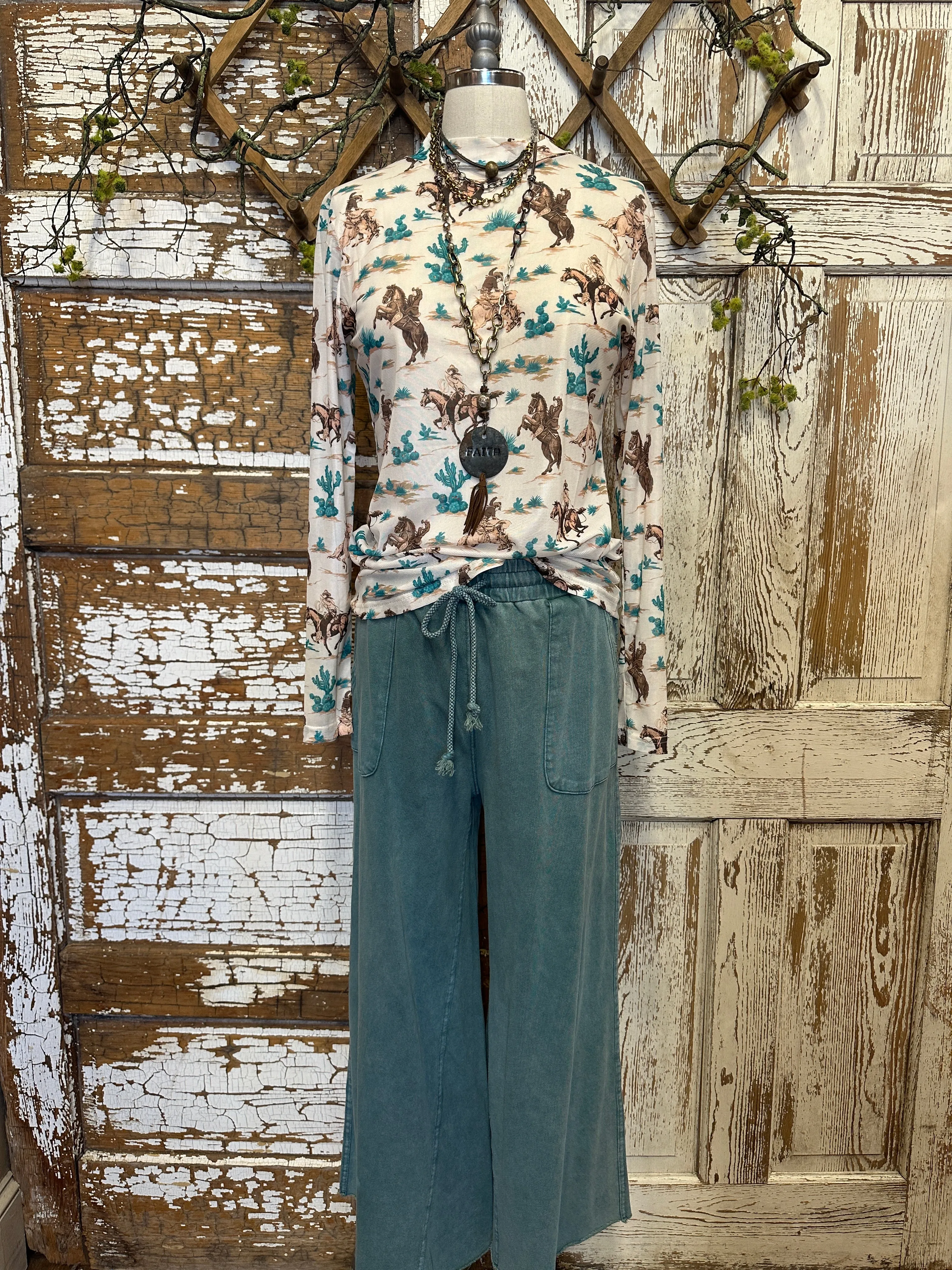 Caribbean Turquoise Lu-Leisure Pants