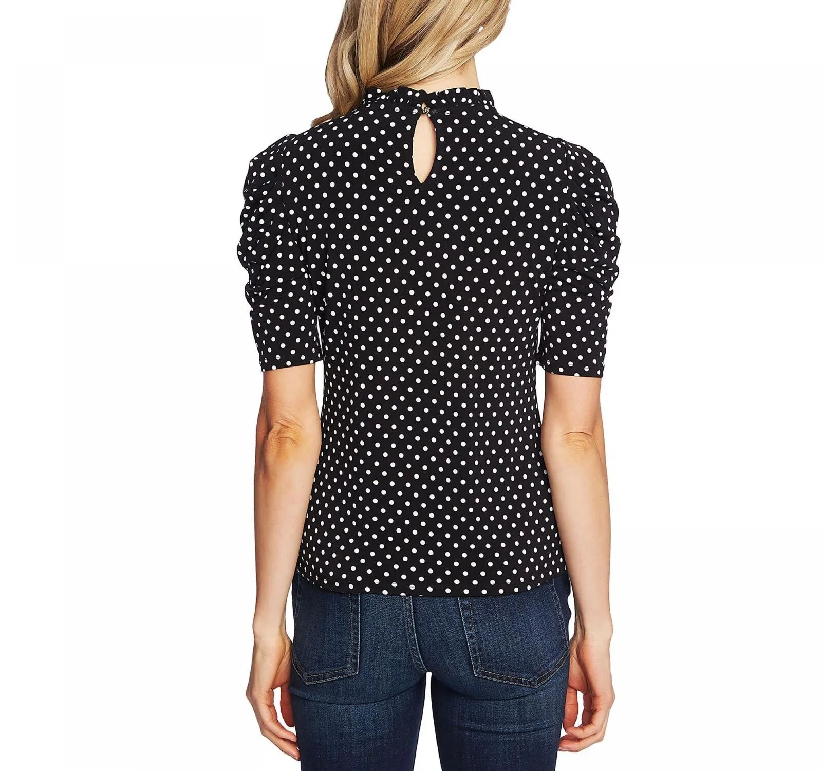Cece \Women's Puff Sleeve Key Item Polka Dot Knit Top 7099639