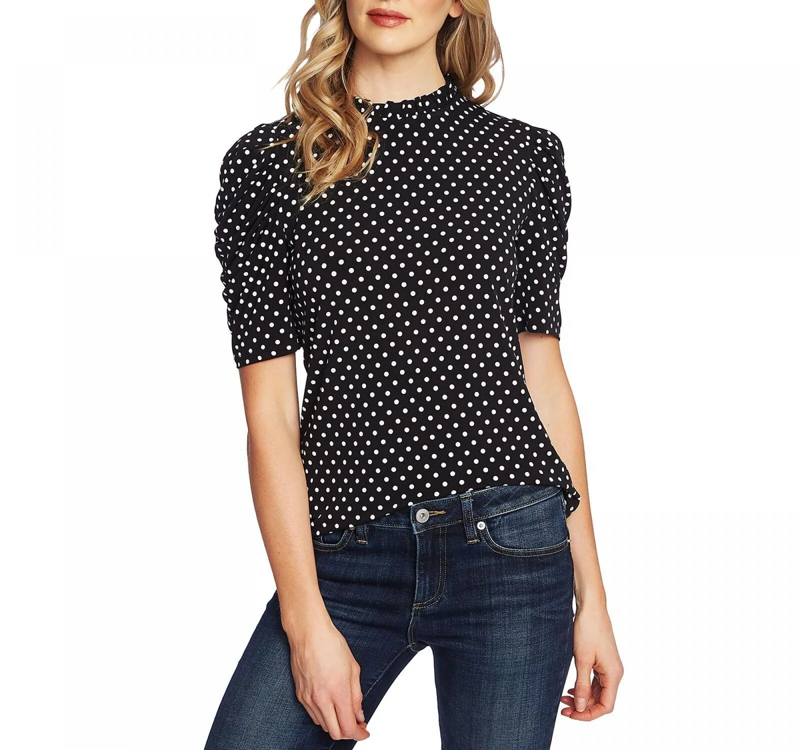 Cece \Women's Puff Sleeve Key Item Polka Dot Knit Top 7099639