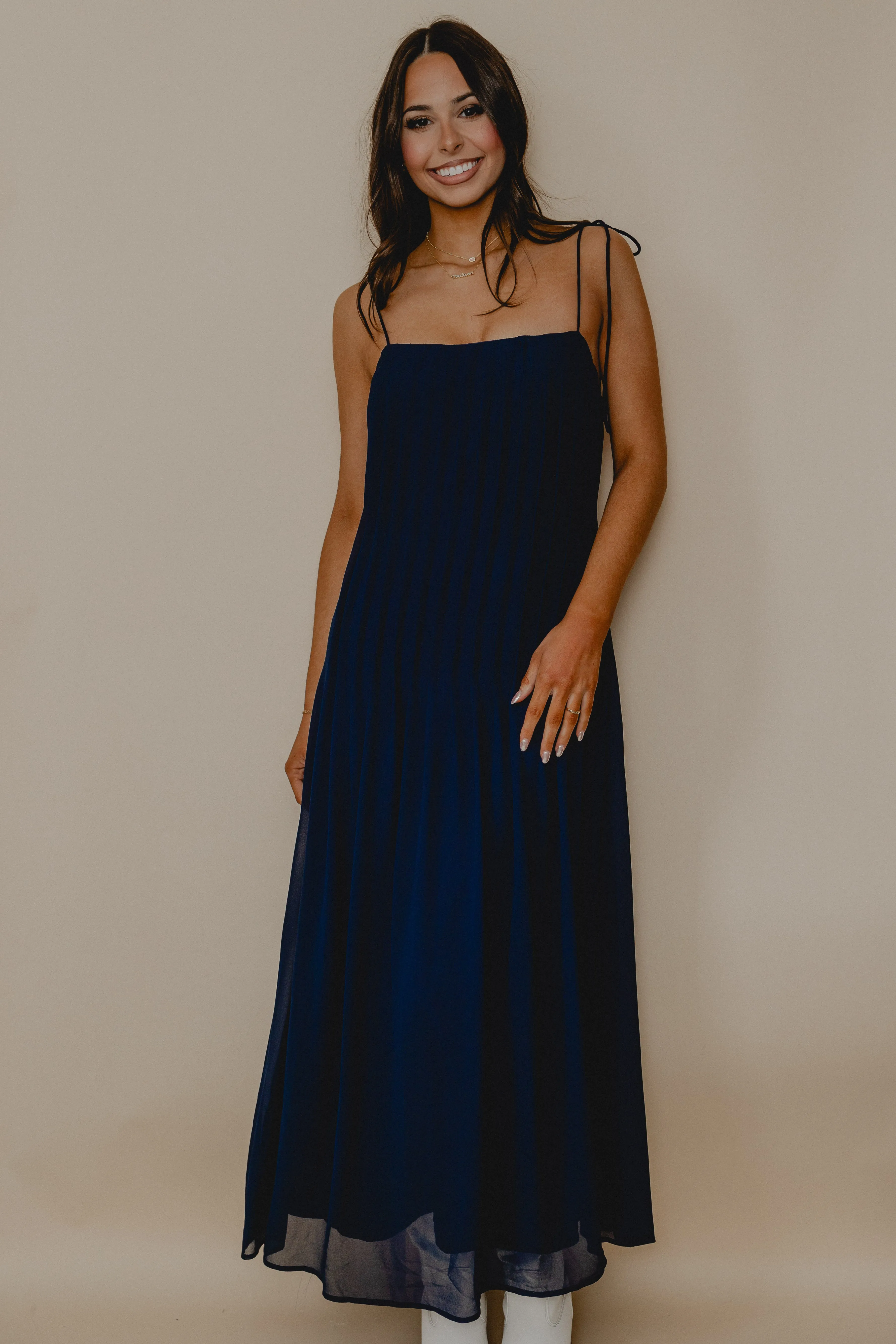 Celeb Gossip Pleated Dress Navy