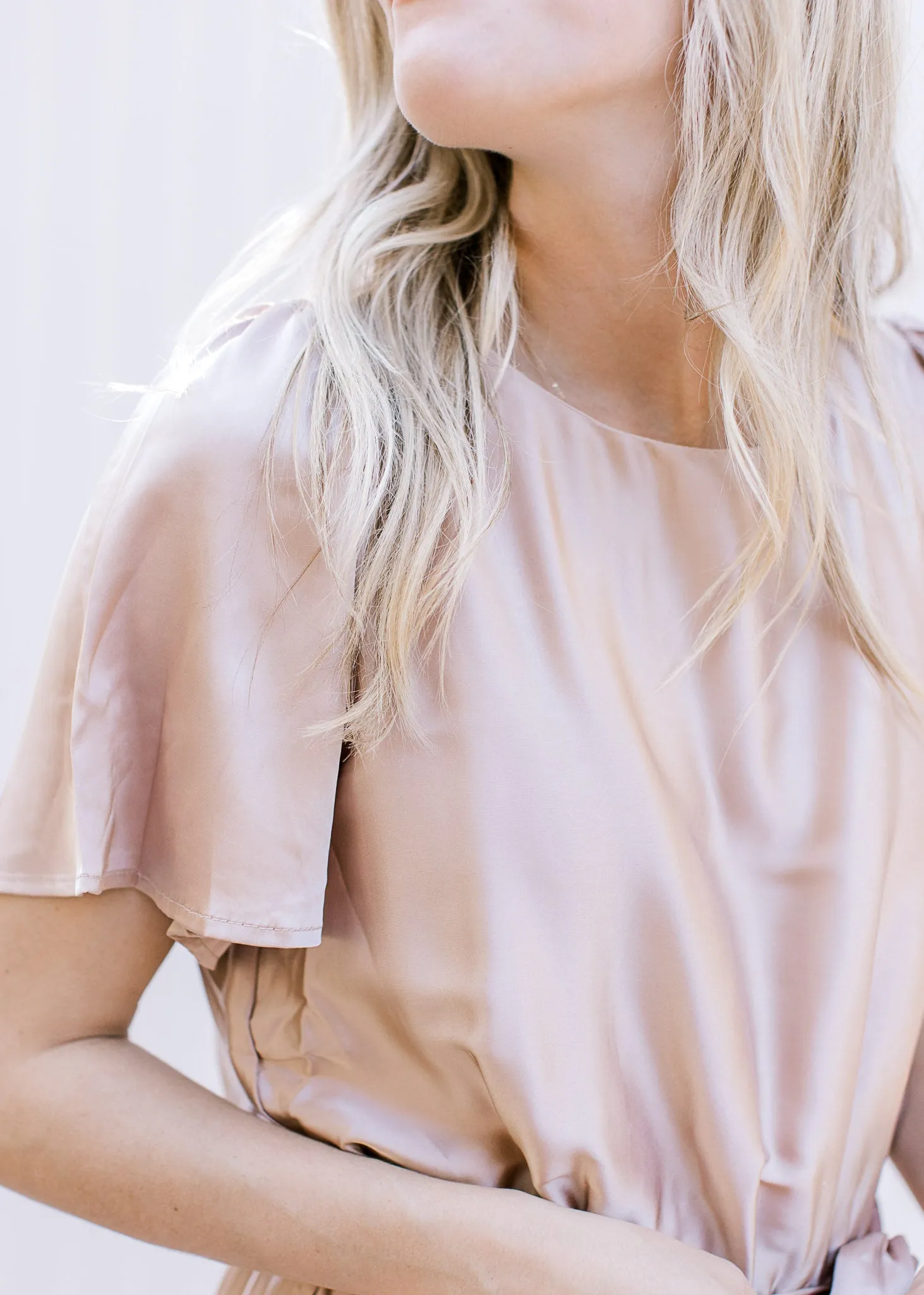 Champagne Satin Midi Dress