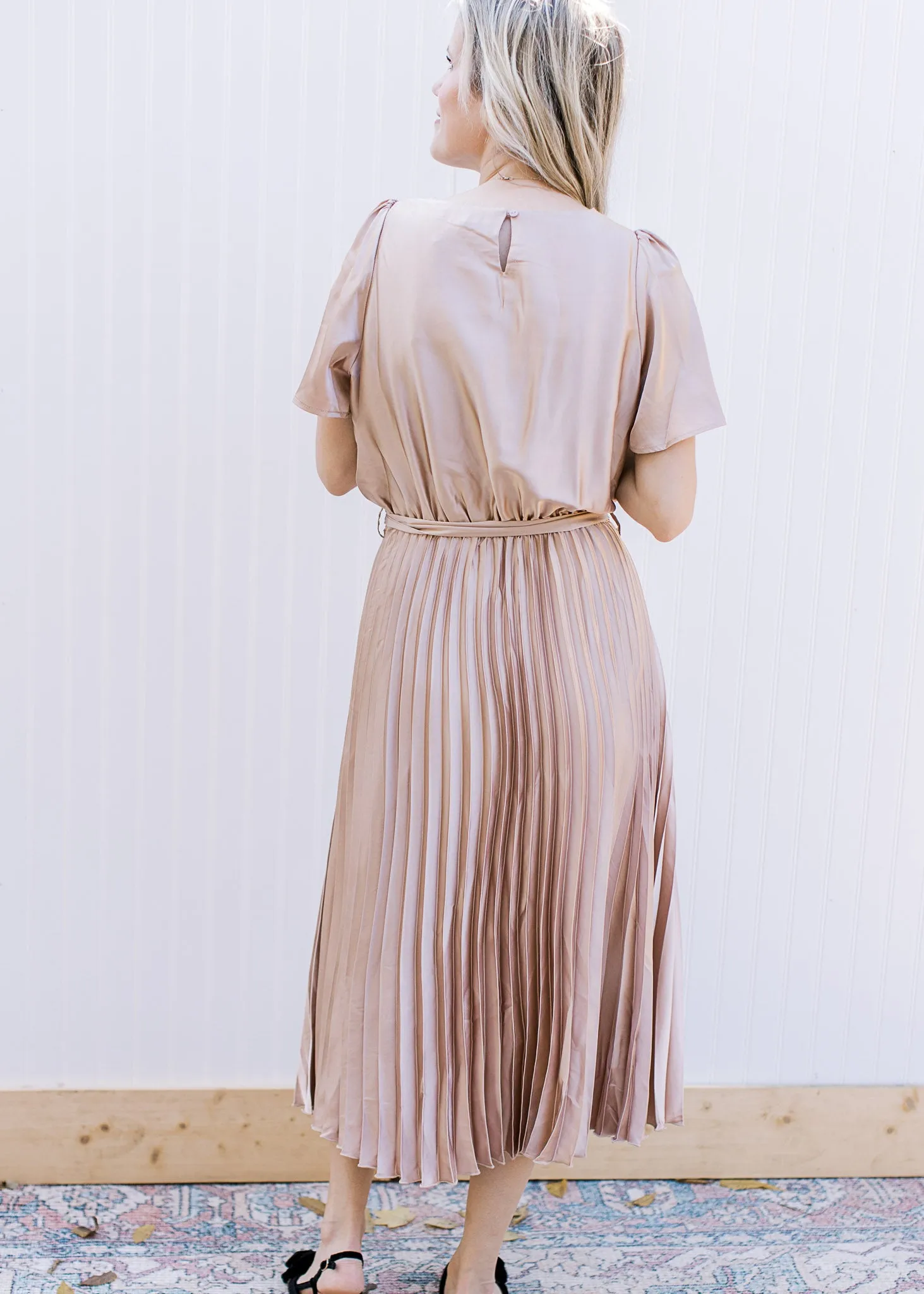 Champagne Satin Midi Dress