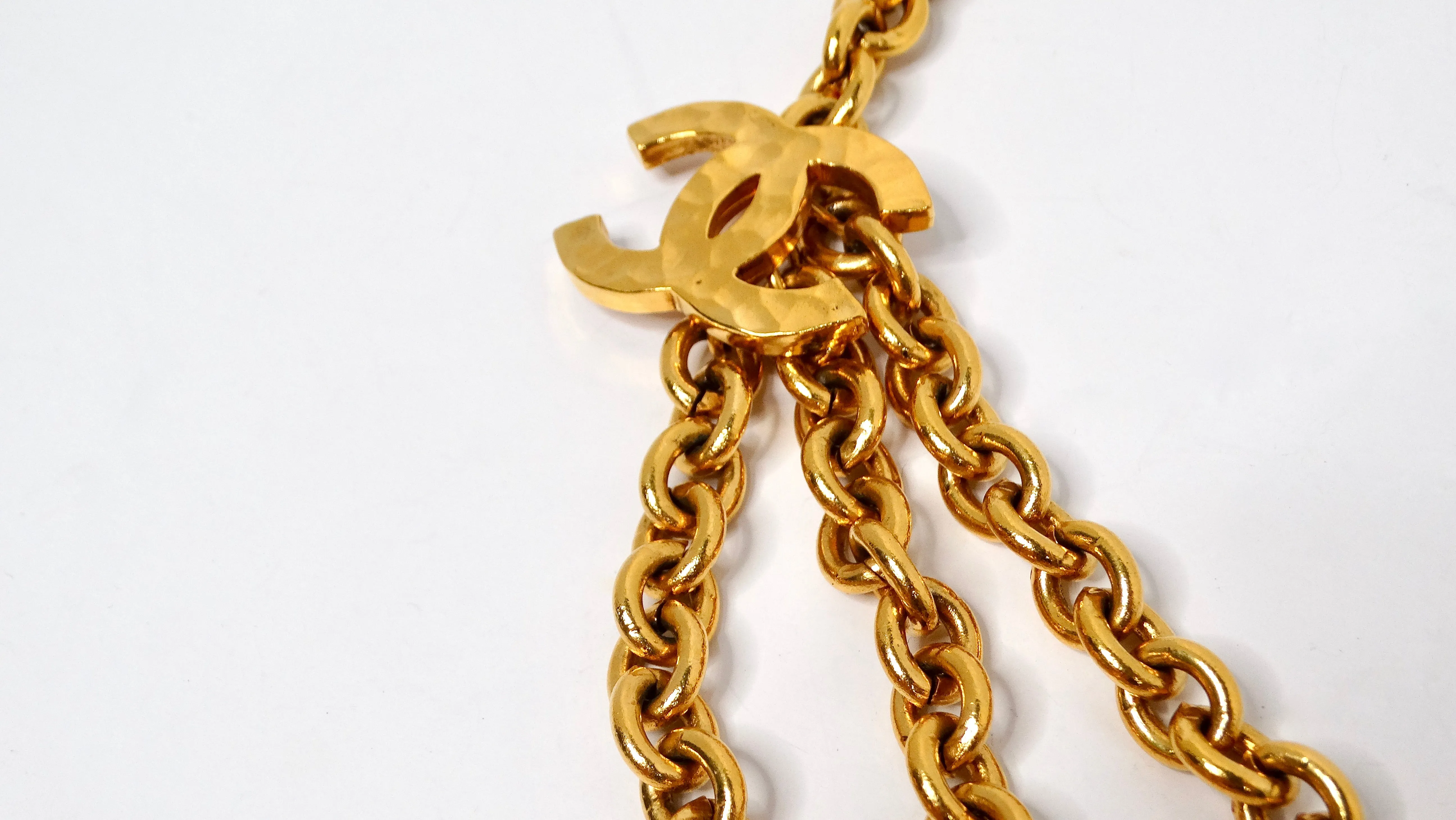 Chanel 1980s Yellow Gold-Tone CC Logo Triple Chain Belt