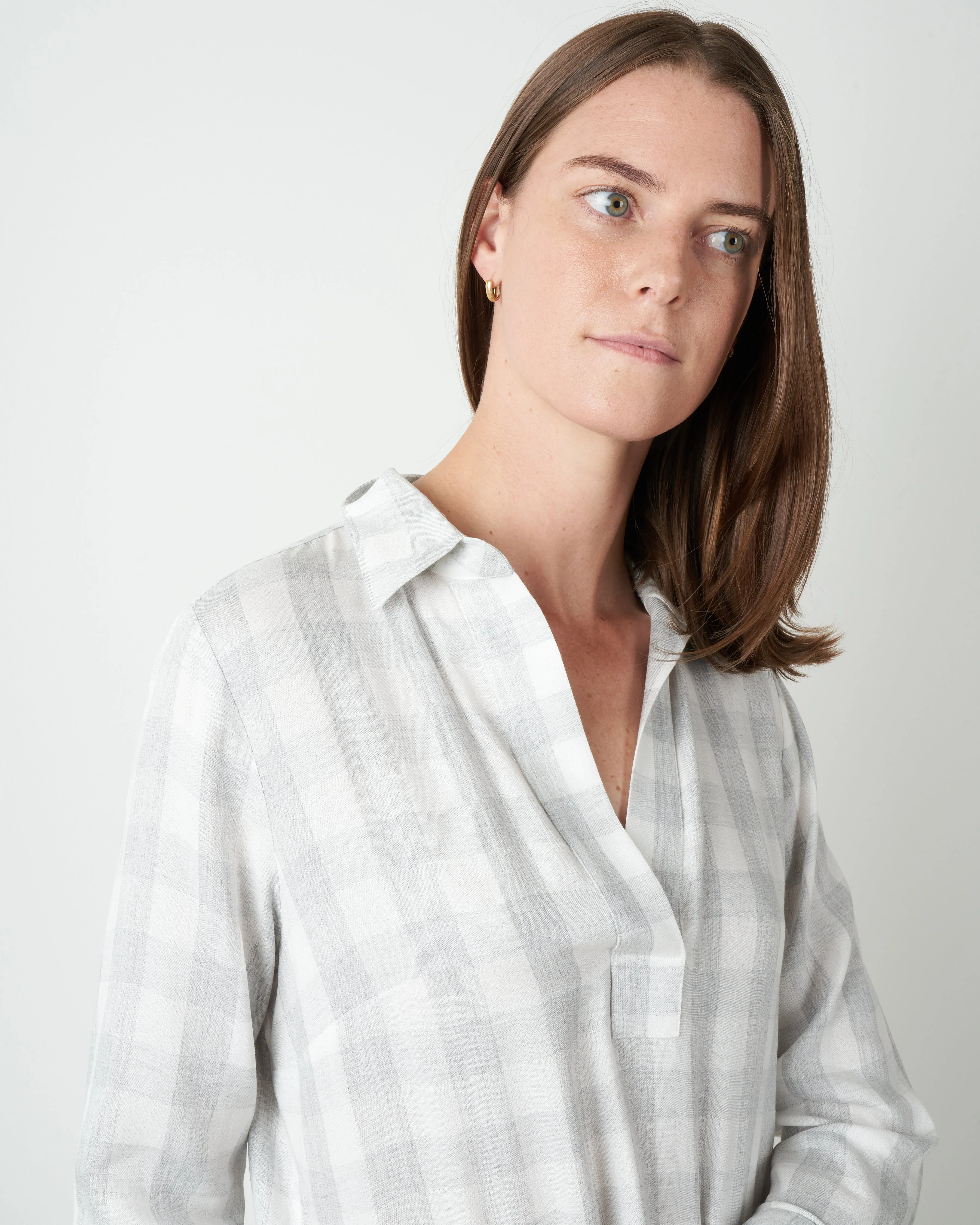 check tunic - white/grey