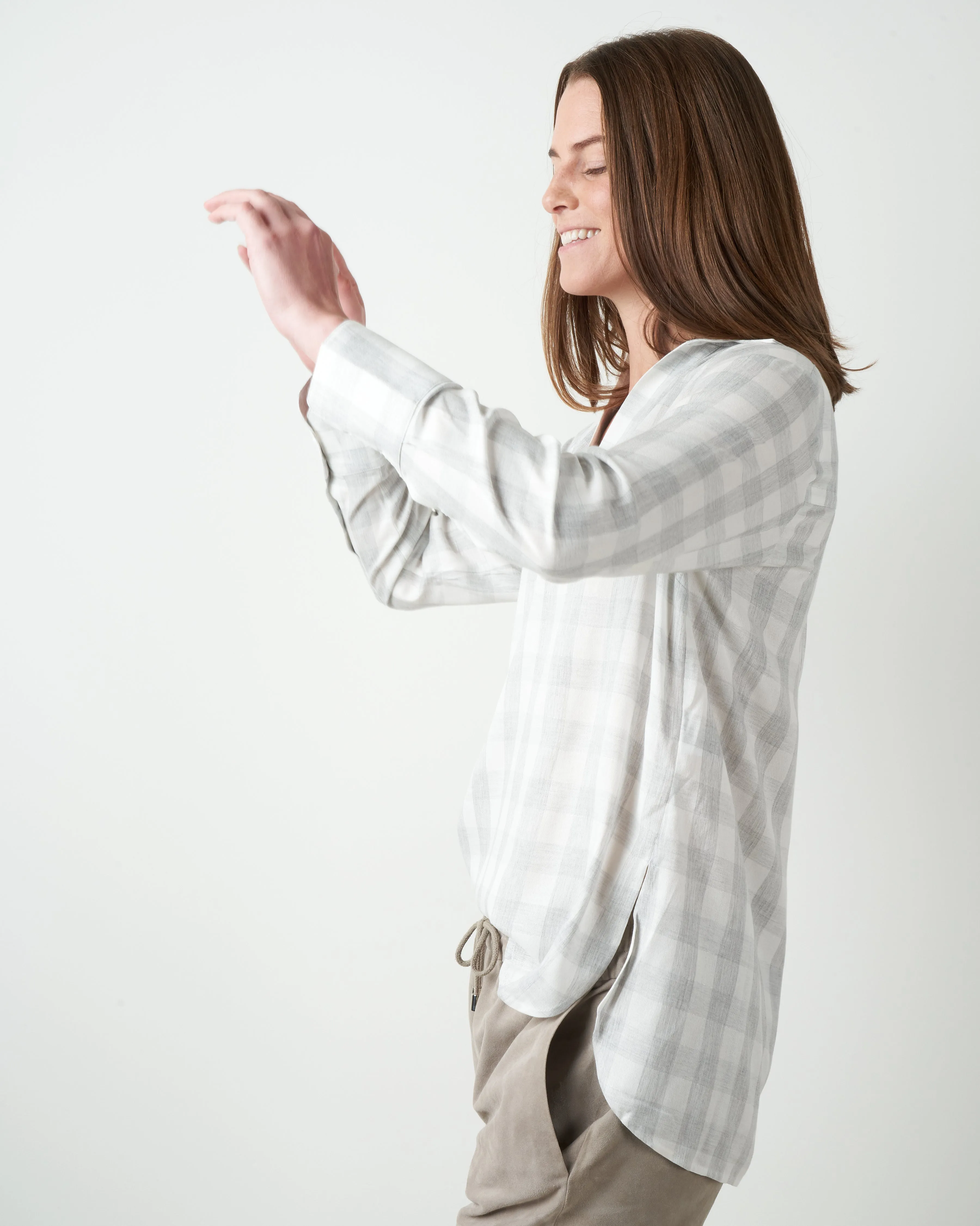 check tunic - white/grey