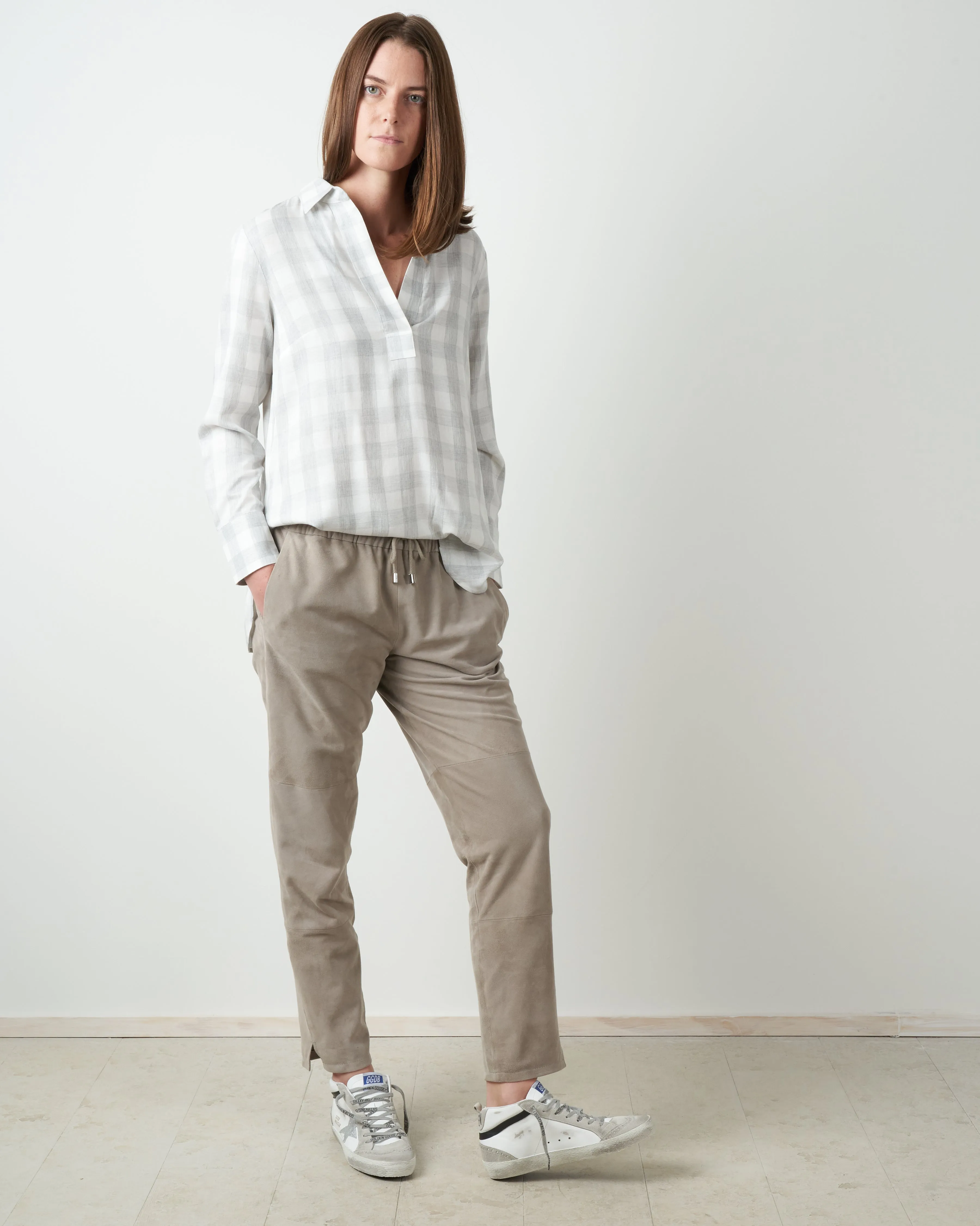 check tunic - white/grey
