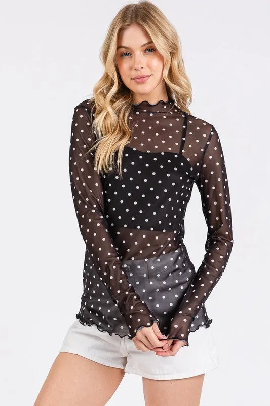 Chloe Polka Dot Mesh Top