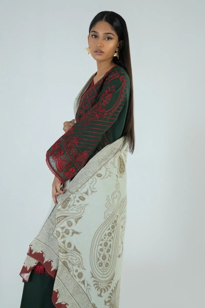 Classical Embroidered Green Pakistani Salwar Kameez Suit Dupatta