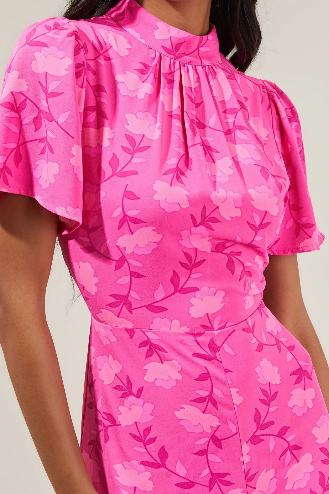 Clever Floral Mock Neck Wide Leg Jumpsuit