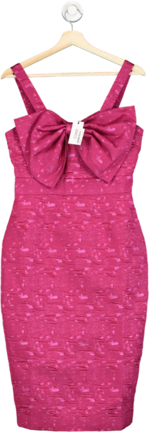 Coast Pink Petite Bow Front Jacquard Cami Midi Pencil Dress UK 10