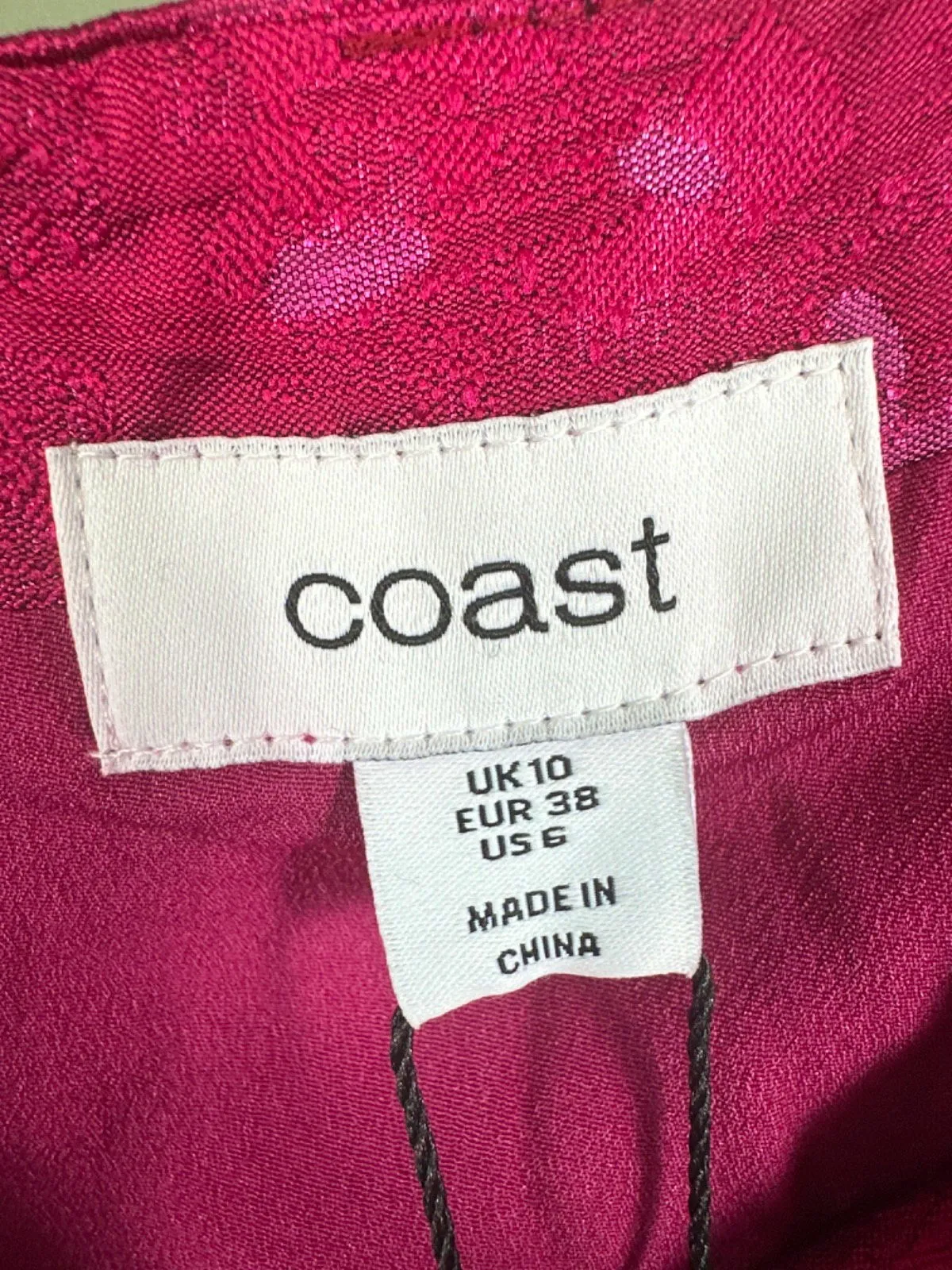 Coast Pink Petite Bow Front Jacquard Cami Midi Pencil Dress UK 10