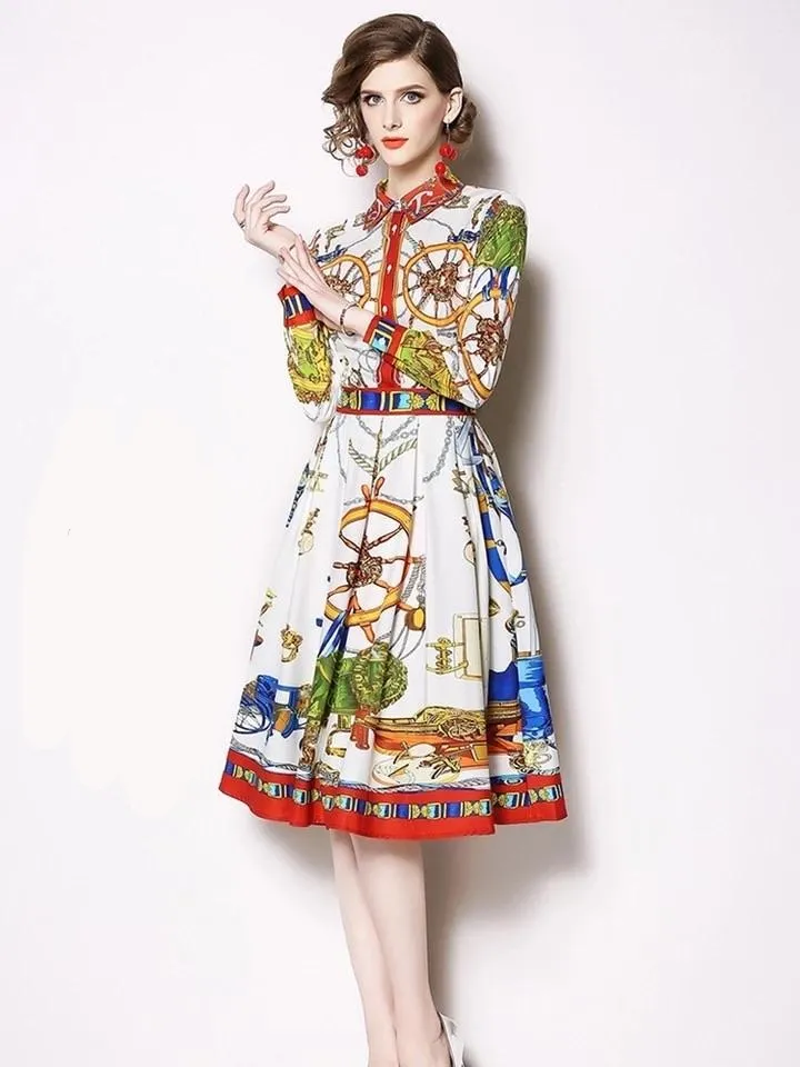 Collar Pleated Midi Dress