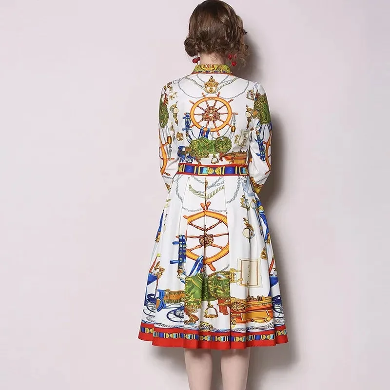 Collar Pleated Midi Dress