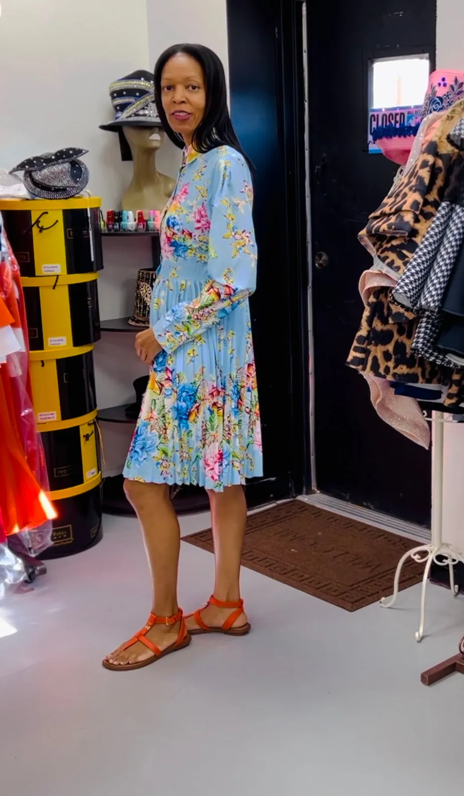 Collar Pleated Midi Dress