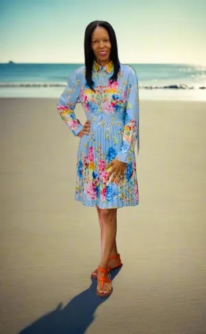 Collar Pleated Midi Dress
