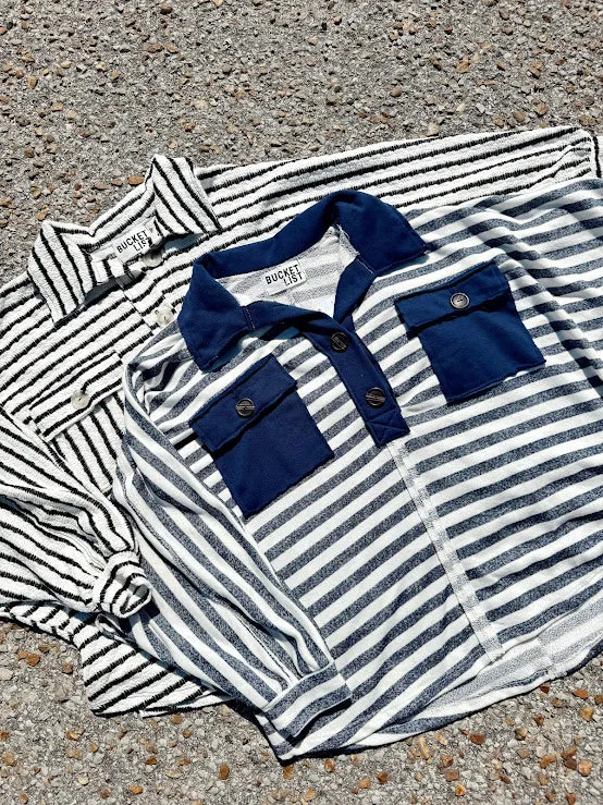 Collared Stripe Button Up