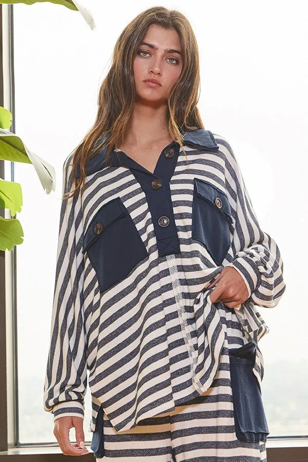 Collared Stripe Button Up