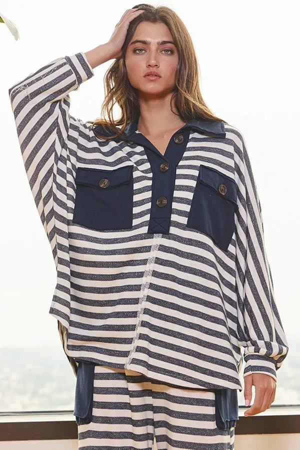 Collared Stripe Button Up