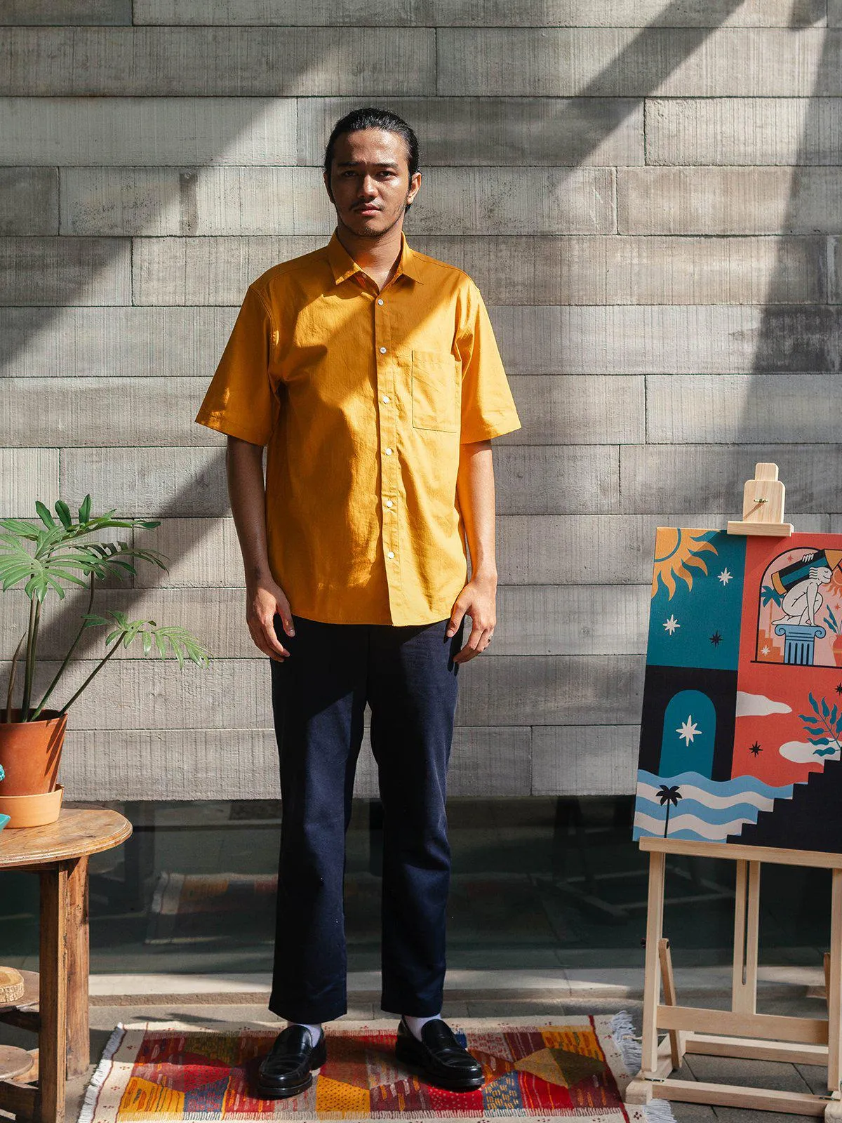 Contentment. Joy Mustard Linen Shirt