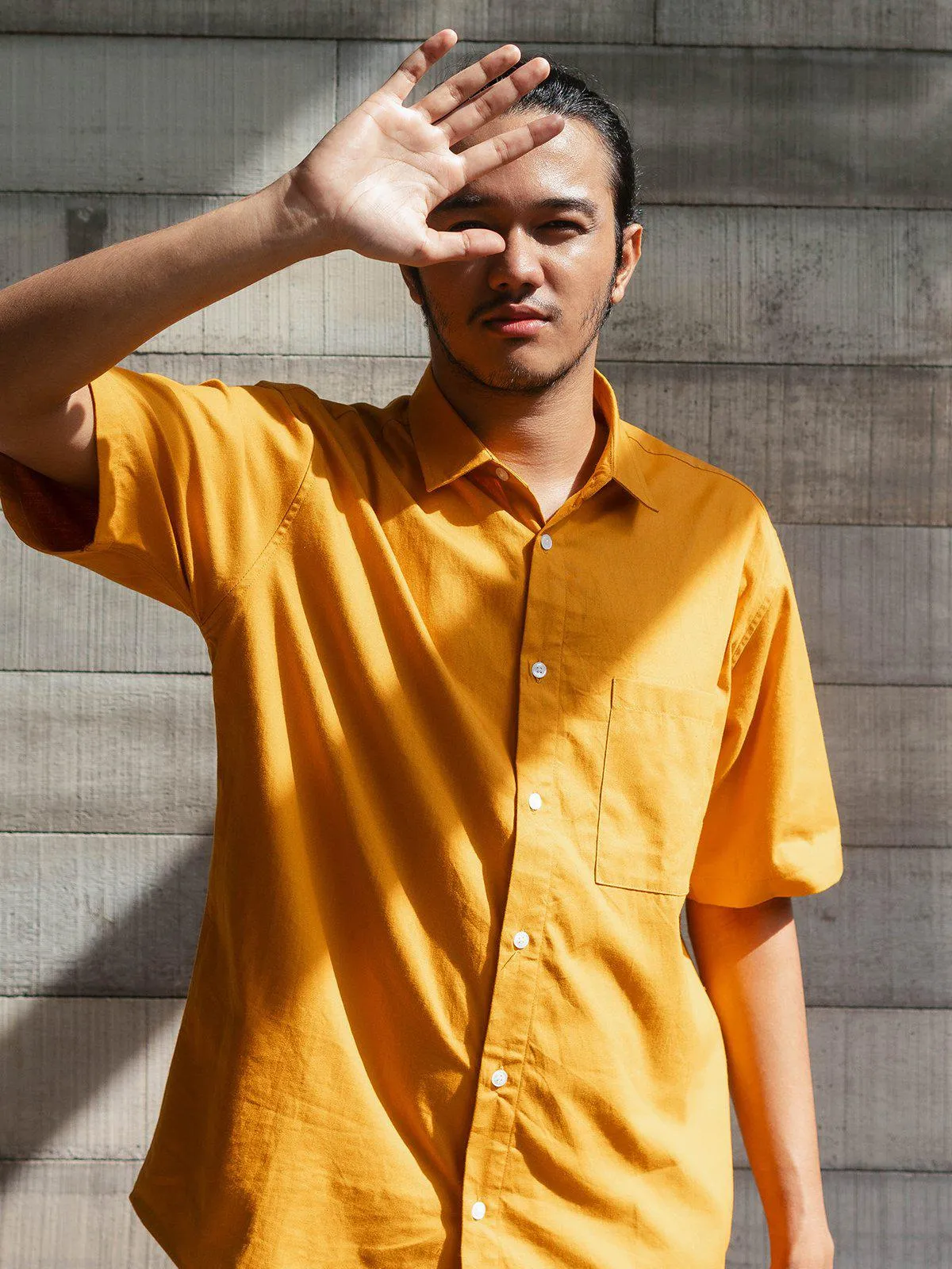 Contentment. Joy Mustard Linen Shirt