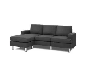 Corner Chaise Fabric - Dark Grey