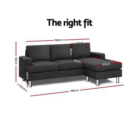 Corner Chaise Fabric - Dark Grey