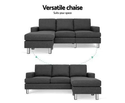 Corner Chaise Fabric - Dark Grey