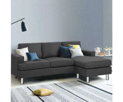 Corner Chaise Fabric - Dark Grey