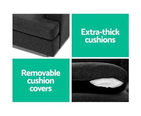 Corner Chaise Fabric - Dark Grey