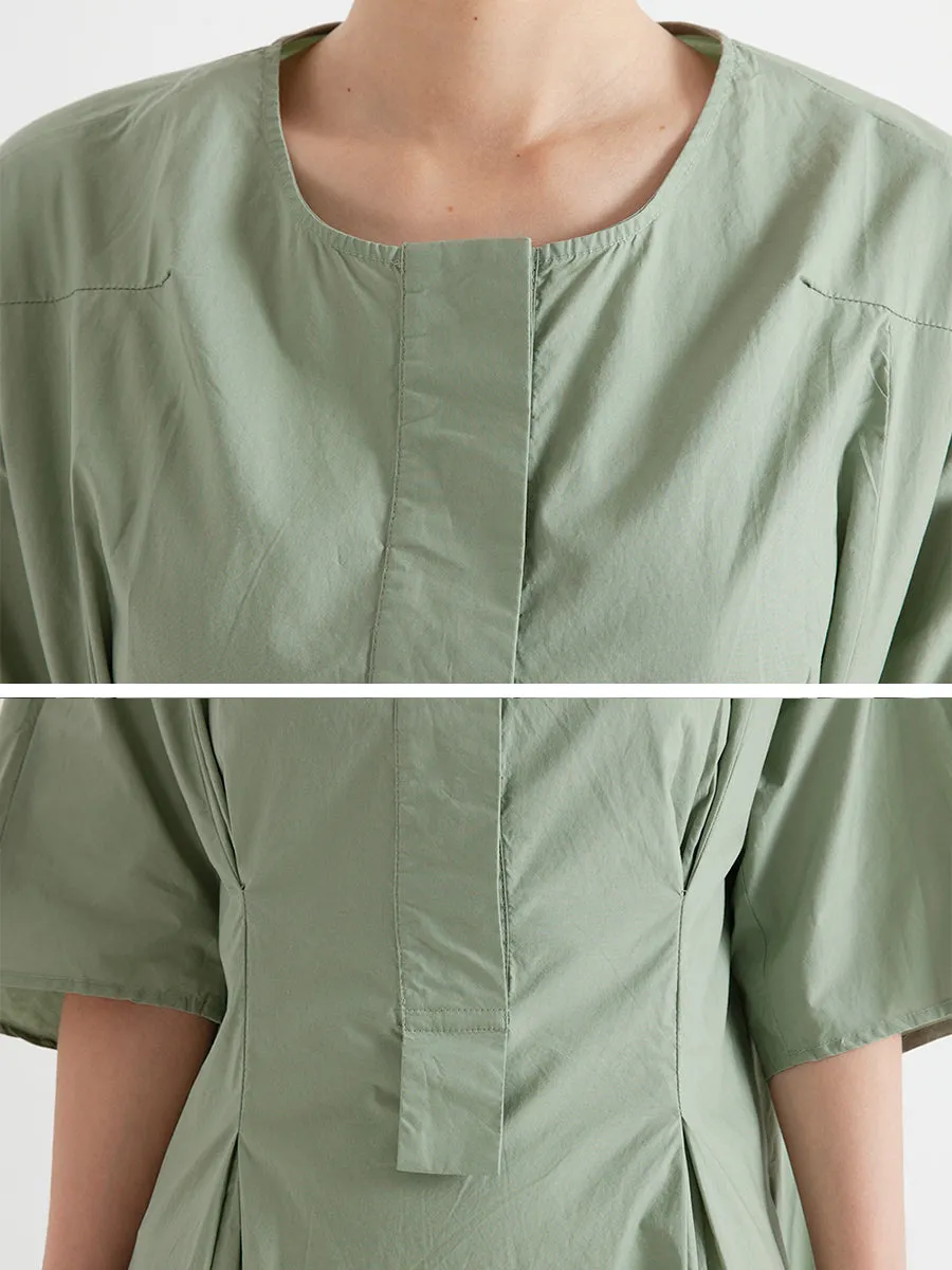 Cotton O Neck Half Sleeve Summer Casual Loose Dress
