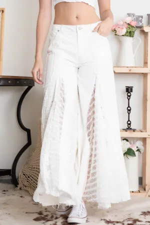 Cream Contrast Ruffle Wide Leg Bluevelvet Pants 1/16/25 9530