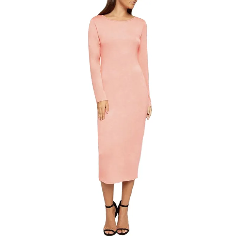 Crew Neck Cotton Pencil Dress