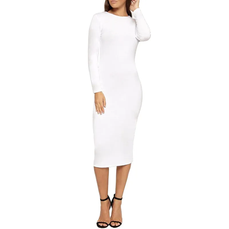 Crew Neck Cotton Pencil Dress