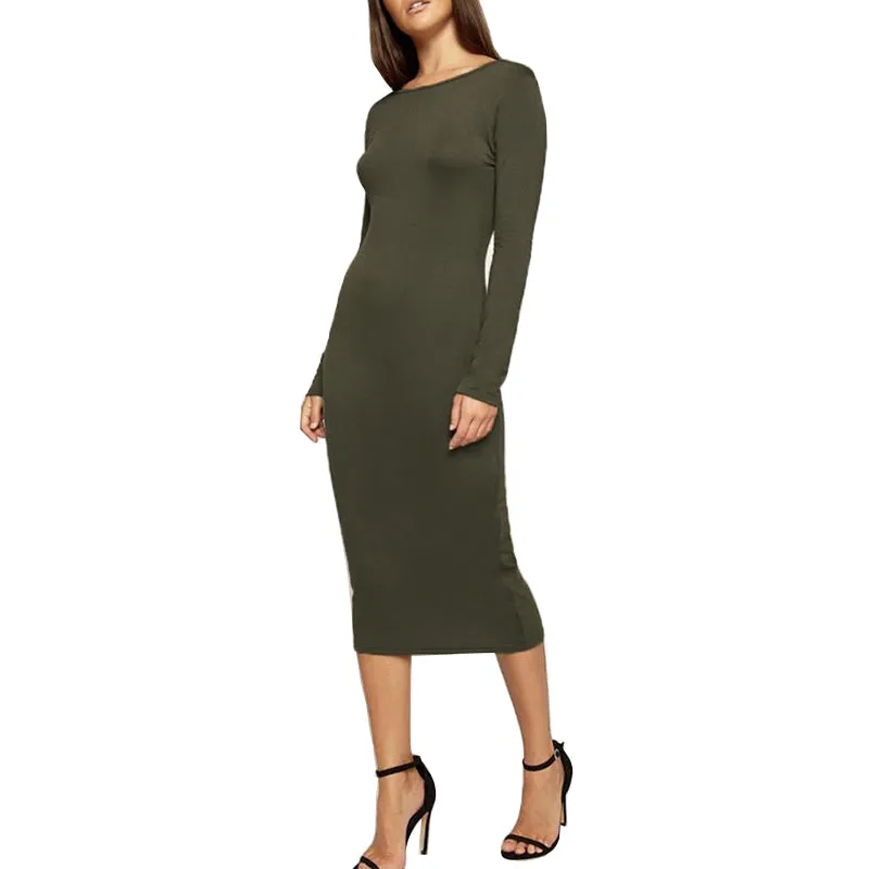 Crew Neck Cotton Pencil Dress