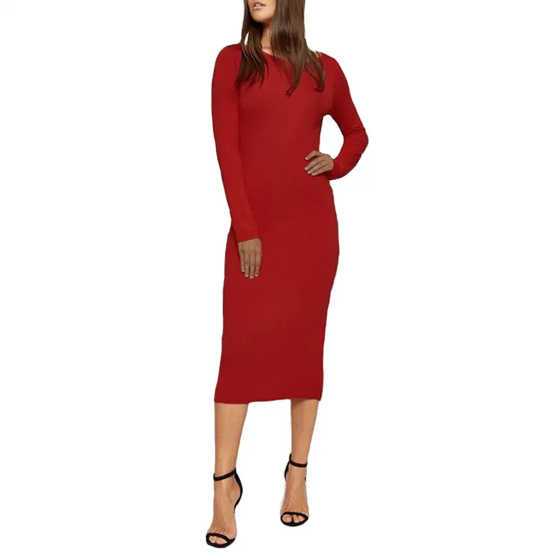 Crew Neck Cotton Pencil Dress