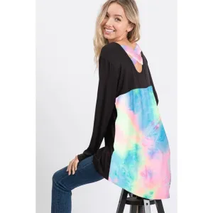 Criss Cross Back Tie Dye Shirt Long Long Sleeve