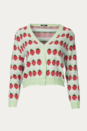 CROPPED RETRO STRAWBERRY CARDIGAN