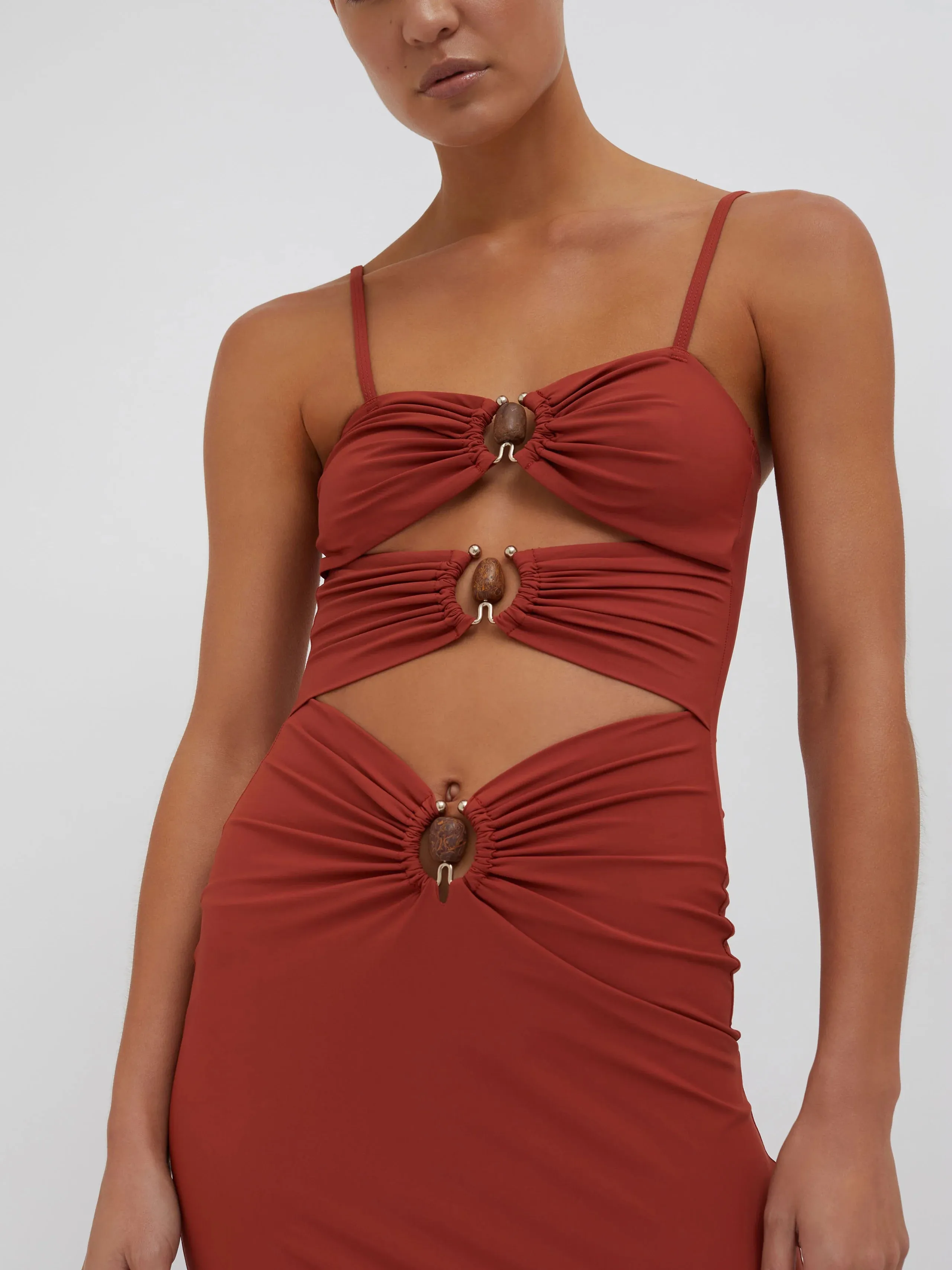 Crystal Orbit Column Dress - Brick