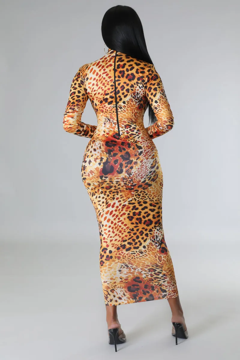 D50807H-Leopard Print Pencil Dress(4PCS)