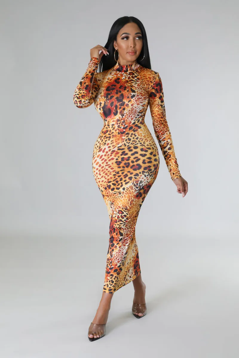 D50807H-Leopard Print Pencil Dress(4PCS)