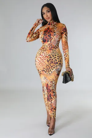 D50807H-Leopard Print Pencil Dress(4PCS)