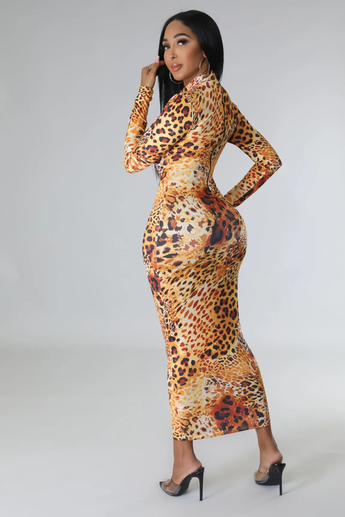 D50807H-Leopard Print Pencil Dress(4PCS)