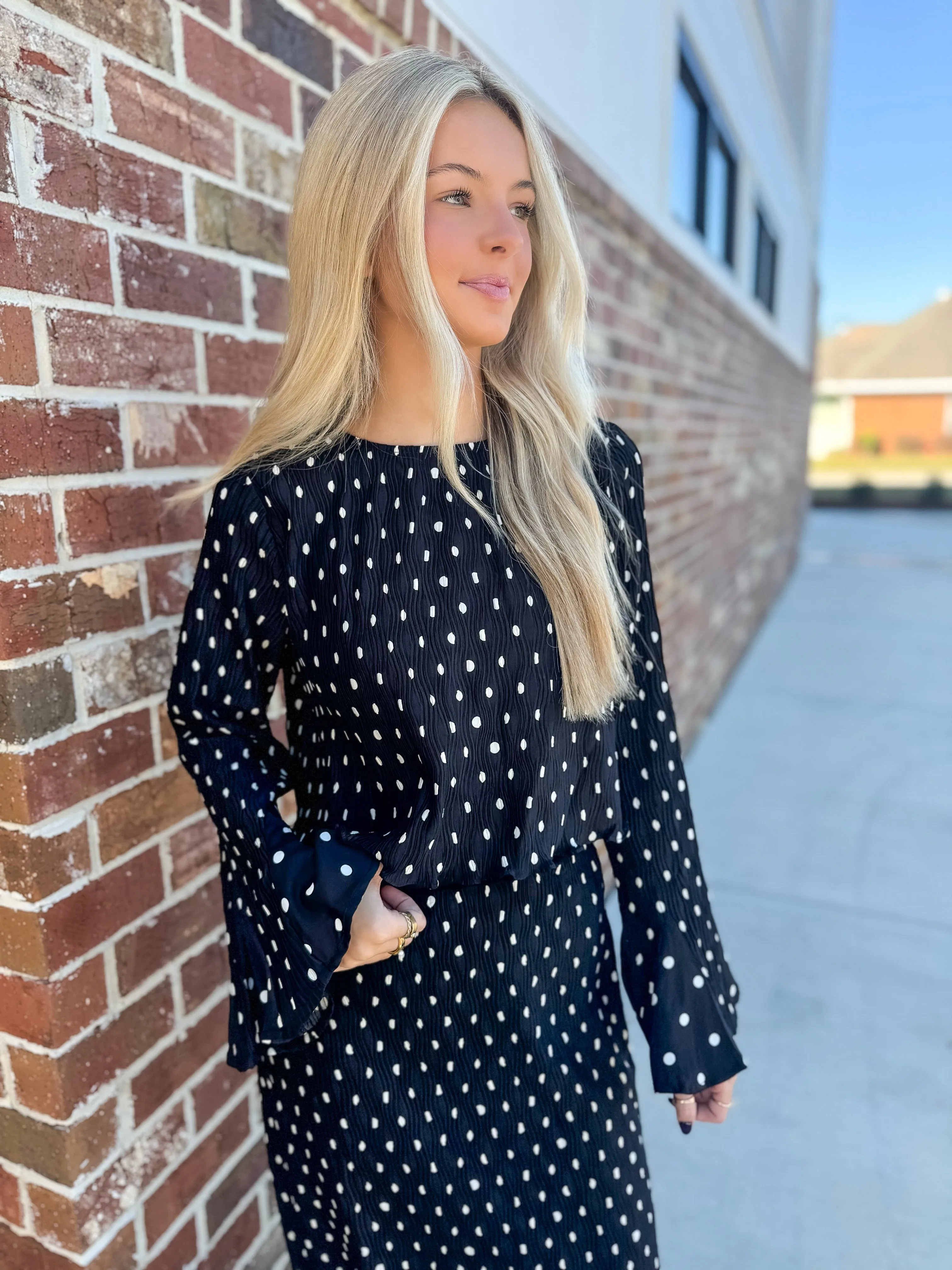 Darlene Polka Dot Top (Black/White)