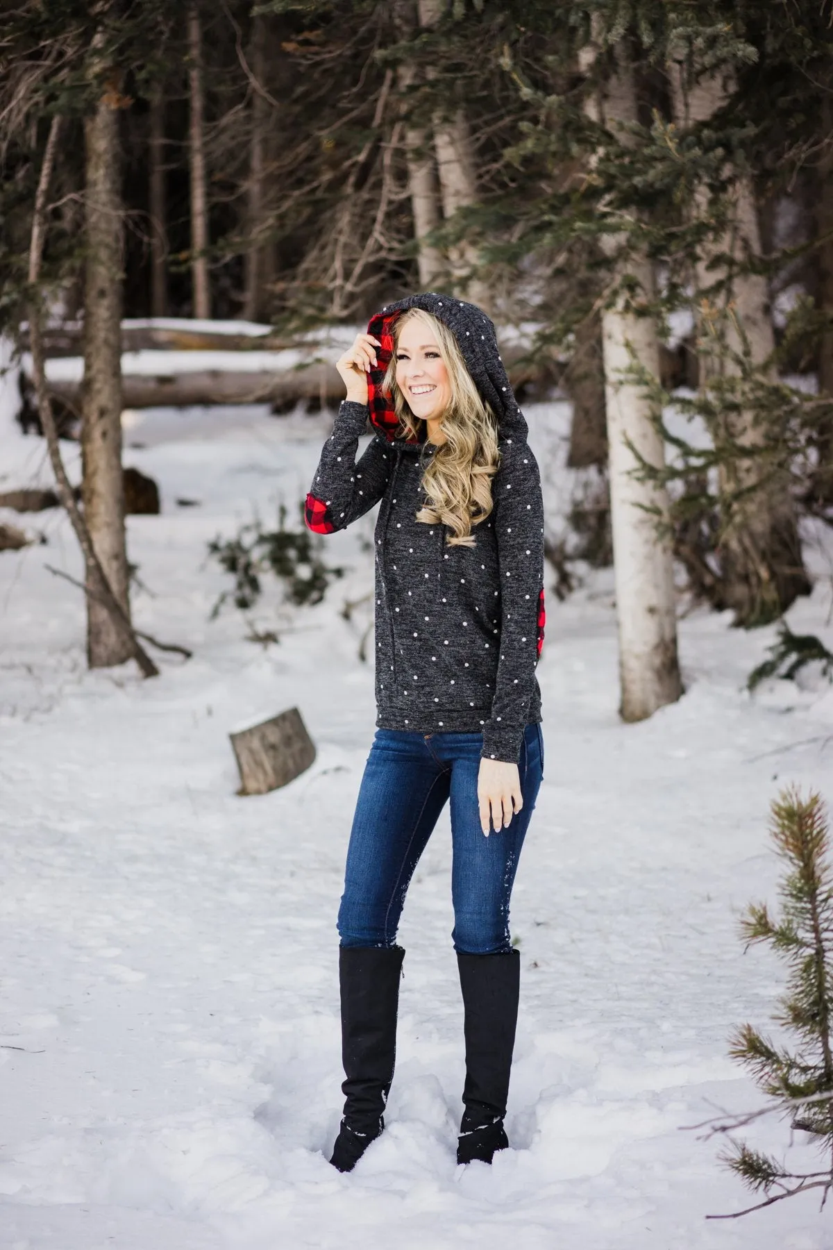 Deck the Halls ~ Polka Dot & Buffalo Plaid Hoodie