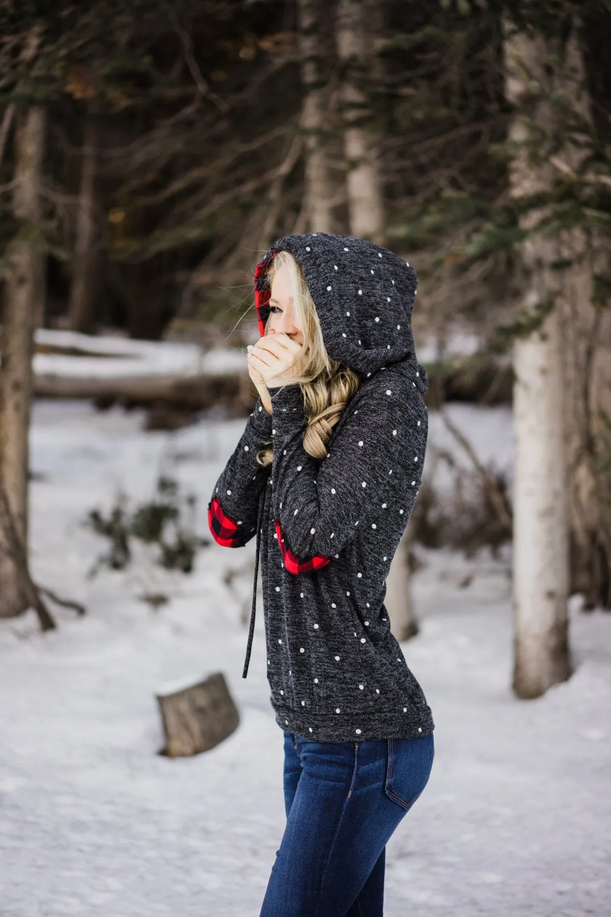 Deck the Halls ~ Polka Dot & Buffalo Plaid Hoodie