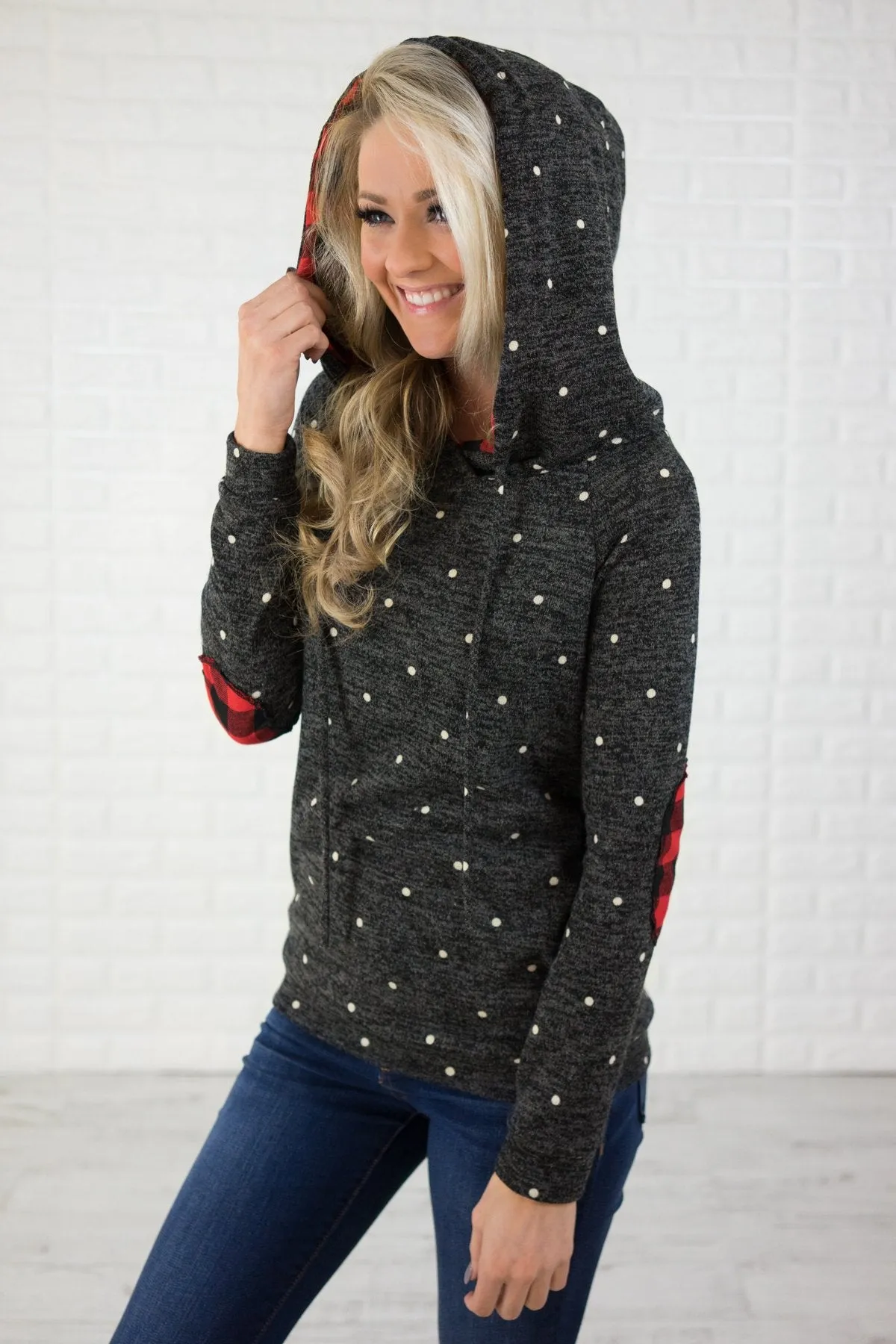 Deck the Halls ~ Polka Dot & Buffalo Plaid Hoodie