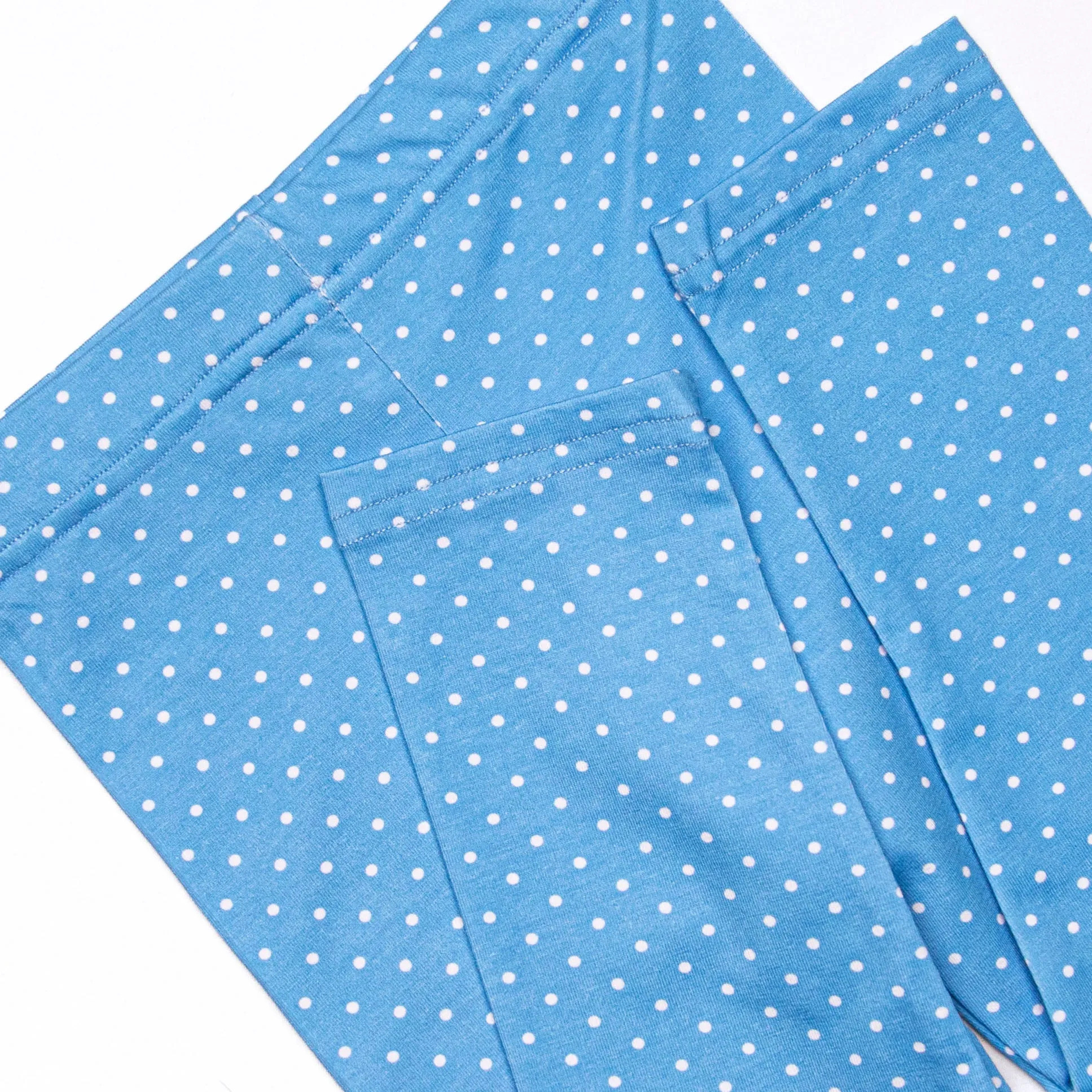 Denim Dot Daisies Legging Set, Blue