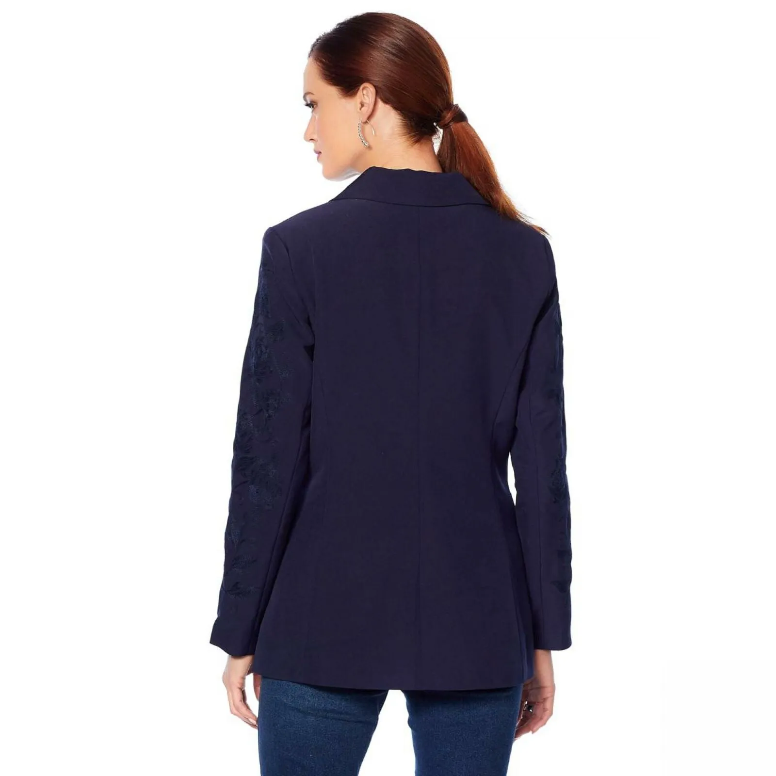 DG2 by Diane Gilman Women's Embroidered Gabardine Blazer Jacket