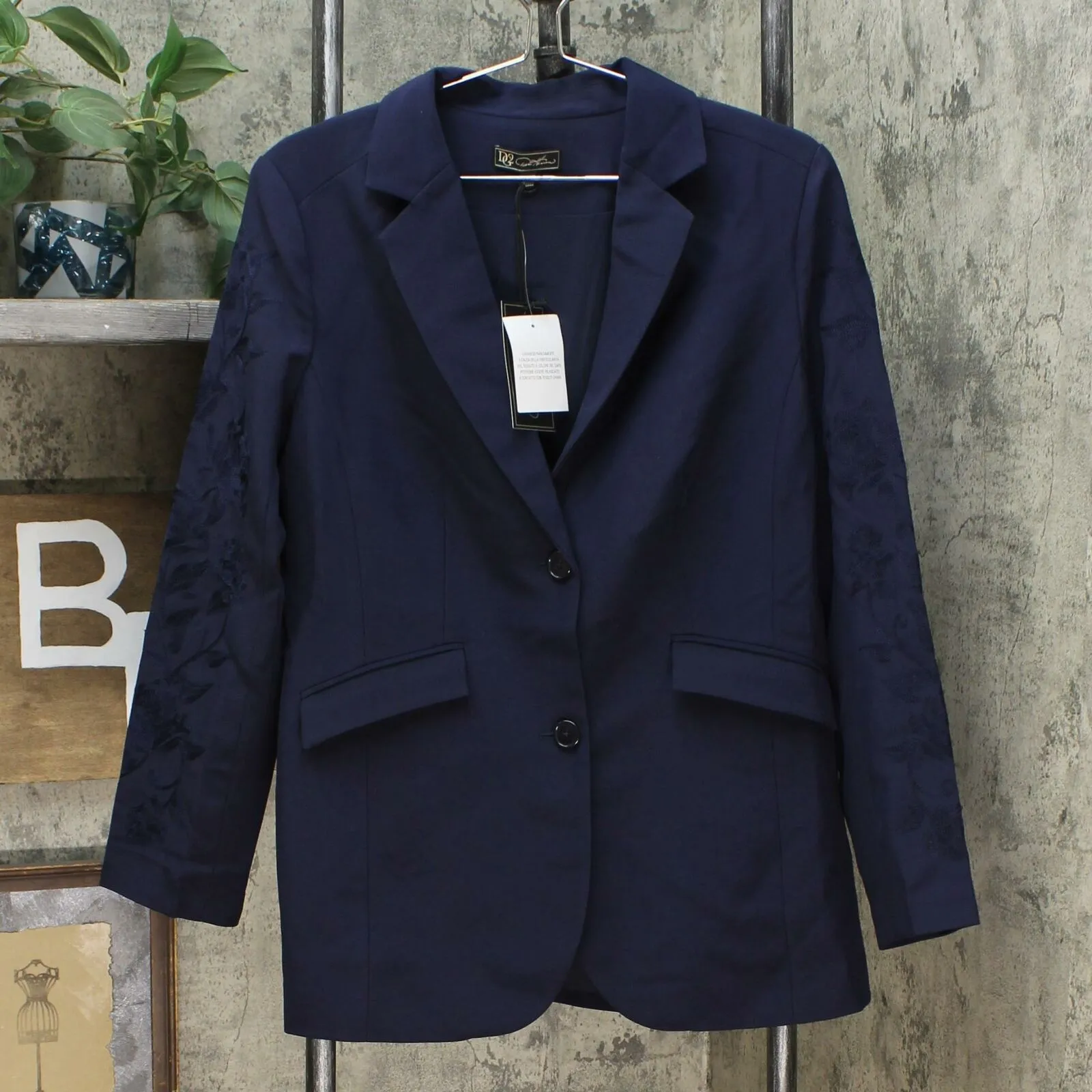 DG2 by Diane Gilman Women's Embroidered Gabardine Blazer Jacket
