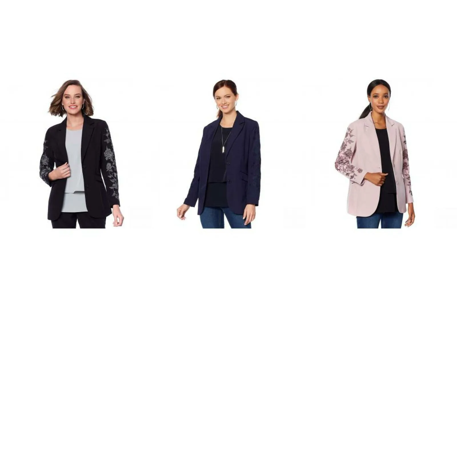 DG2 by Diane Gilman Women's Embroidered Gabardine Blazer Jacket